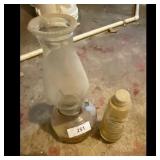 Vintage Glass Oil Lamp with Wick Holder and Small