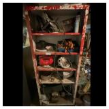 Assorted Power Tools and Storage Shelf