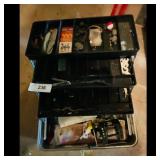 Fishing Tackle Box with Assorted Lures and Reel