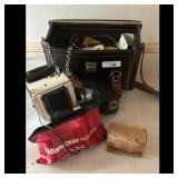 Vintage Camera Lot with Leather Bag and Accessorie