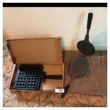 Vintage Cast Iron Waffle Iron Set with Box