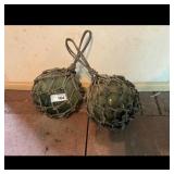 Vintage Glass Fishing Floats with Netting