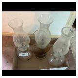 Lot of 3 Vintage Glass Oil Lamps