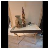 Vintage Ceramic Pitcher and Wood Carving Decor Set