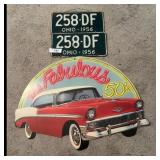 Vintage 'Fabulous 50s' Car Metal Sign with 1956