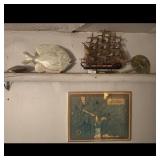 Vintage Ship Model and Nautical Decor Lot