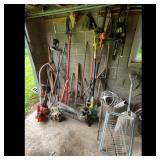 Assorted Yard Tools: Chainsaw, Leaf Blowers, Rakes