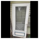 White Screen Door with Blue Trim