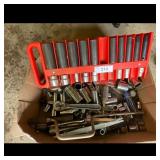 Socket Set with Red Organizer and Assorted Tools