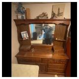 Vintage Wooden Dresser with Mirror