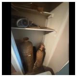 Closet Contents: Wicker Vases, Boombox, Luggage, a