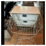 Vintage Bamboo Style Nightstand with Metal Magazin