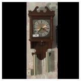 Vintage Wooden Wall Clock with Pendulum and Weight