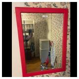 Red Framed Wall Mirror