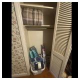 Plaid Comforter and Laundry Basket with Linens