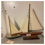 Vintage Wooden Sailboat Models Lot of 2