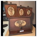 Vintage Wooden Kitchen Canister Set with Bread Box
