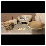 Vintage Stoneware Crock and Mixing Bowls