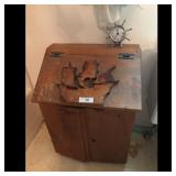 Vintage Wooden Nautical Ship Design Trinket Box wi