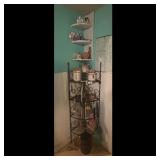 Vintage Metal Corner Shelf Unit with Jars and Deco