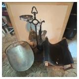 Vintage Fireplace Tool Set with Coal Scuttle and S
