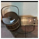 Vintage General Electric Clock Radio & Wooden Ice