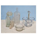 Vintage Glass Bottles and Serving Set