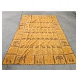 Vintage Yellow Elephant & Palm Tree Applique Texti