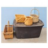 Set of 4 Wicker Baskets and Large Plastic Storage
