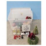 Christmas Decor Lot - Tree Ornaments, Houses, Wrea