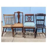 Lot of 4 Antique Wooden Chairs