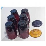 Set of 6 Ruby Red Glasses 2 Decorative Inserts