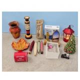 Assorted Holiday & Home Decor Lot - Vase, Lantern,