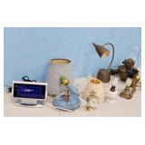 Assorted Lamps, Clock, and Lamp Parts Lot