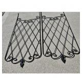 Pair of Black Wrought Iron Trellis Garden Panels