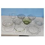 Lot of 9 Glass Bowls and Serving Dishes