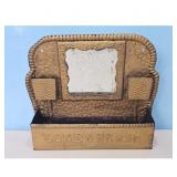 Antique Gold Metal Comb and Brush Holder w/mirror