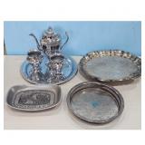 Vintage Silver Plated Tea Set and Trays