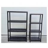 Set of 2 Black Plastic Storage Shelving Units