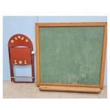 Vintage Red Folding Chair with Floral Design and C