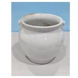 Vintage White Ceramic Planter Pot with Handles
