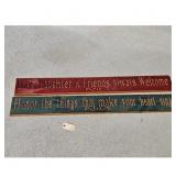 Set of 2 Wooden Inspirational Signs Love Laughter