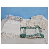 Lot of Vintage Linens: Crochet Doily, Tablecloths,