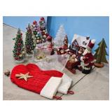 Christmas Decor Lot: Santa, Sleigh, Snowmen, Trees