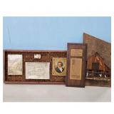 Vintage Folk Art Barn Scene & Framed Memorabilia L