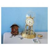 Vintage Cuckoo Clock, Glass Dome Clock & Carson Pa
