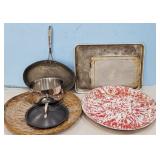 Used Cookware Lot: Frying Pan, Pot, Baking Sheet