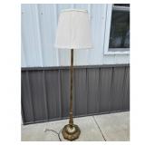 Vintage Brass Floor Lamp with Frosted Glass Shade
