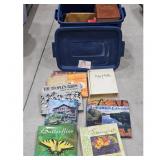 Large Lot of Assorted Books In Blue Storage Tote