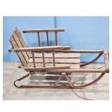Vintage Wooden Child's Sled with Metal Runners